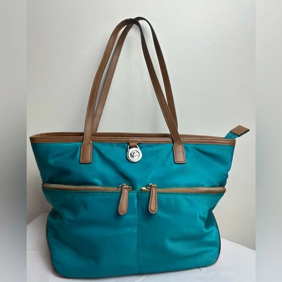 Michael Kors Teal and Brown Tote Bag - Picture 3 of 16